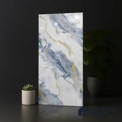 Marble Look Wall & Floor Tile TL 08977 | Glossy Finish 4 ft x 2 ft Vitrified Tile - 9 mm | Suitable For Kitchen, Bathroom, Bedroom & Office
