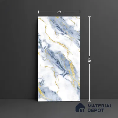Marble Look Wall & Floor Tile TL 08977 | Glossy Finish 4 ft x 2 ft Vitrified Tile - 9 mm | Suitable For Kitchen, Bathroom, Bedroom & Office