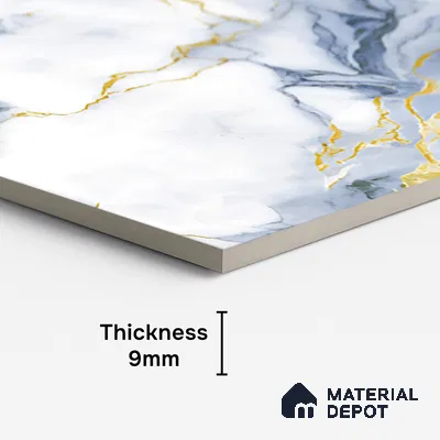 Marble Look Wall & Floor Tile TL 08977 | Glossy Finish 4 ft x 2 ft Vitrified Tile - 9 mm | Suitable For Kitchen, Bathroom, Bedroom & Office