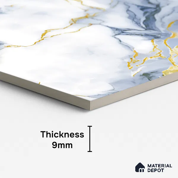 Marble Look Wall & Floor Tile TL 08977 | Glossy Finish 4 ft x 2 ft Vitrified Tile - 9 mm | Suitable For Kitchen, Bathroom, Bedroom & Office