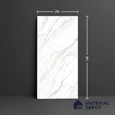 Marble Look Wall & Floor Tile TL 08980 | Glossy Finish 4 ft x 2 ft Vitrified Tile - 9 mm | Suitable For Kitchen, Bathroom, Bedroom & Office