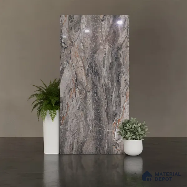 Marble Look Wall & Floor Tile TL 08960 | Glossy Finish 4 ft x 2 ft Vitrified Tile - 9 mm | Suitable For Kitchen, Bathroom, Bedroom & Office