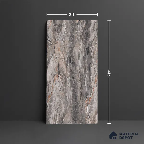 Marble Look Wall & Floor Tile TL 08960 | Glossy Finish 4 ft x 2 ft Vitrified Tile - 9 mm | Suitable For Kitchen, Bathroom, Bedroom & Office