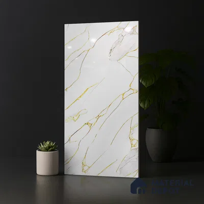 Marble Look Wall & Floor Tile TL 08975 | Glossy Finish 4 ft x 2 ft Vitrified Tile - 9 mm | Suitable For Kitchen, Bathroom, Bedroom & Office