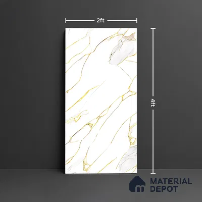 Marble Look Wall & Floor Tile TL 08975 | Glossy Finish 4 ft x 2 ft Vitrified Tile - 9 mm | Suitable For Kitchen, Bathroom, Bedroom & Office