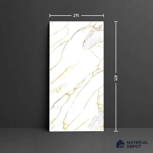 Marble Look Wall & Floor Tile TL 08975 | Glossy Finish 4 ft x 2 ft Vitrified Tile - 9 mm | Suitable For Kitchen, Bathroom, Bedroom & Office