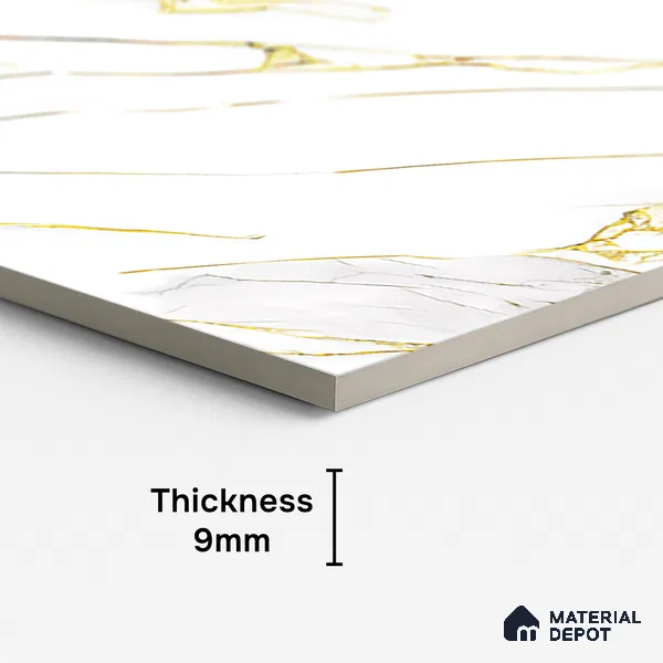 Marble Look Wall & Floor Tile TL 08975 | Glossy Finish 4 ft x 2 ft Vitrified Tile - 9 mm | Suitable For Kitchen, Bathroom, Bedroom & Office