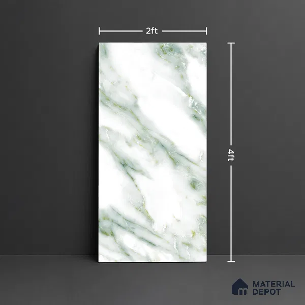 Marble Look Wall & Floor Tile TL 08916 | Glossy Finish 4 ft x 2 ft Vitrified Tile - 9 mm | Suitable For Kitchen, Bathroom, Bedroom & Office