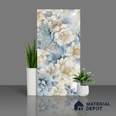 Floral Wall Tile TL 08981 | Glossy Finish 4 ft x 2 ft Vitrified Tile - 9 mm | Suitable For Kitchen, Bathroom, Bedroom & Office