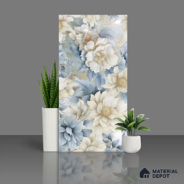 Floral Wall Tile TL 08981 | Glossy Finish 4 ft x 2 ft Vitrified Tile - 9 mm | Suitable For Kitchen, Bathroom, Bedroom & Office