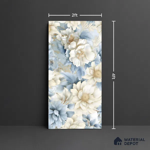 Floral Wall Tile TL 08981 | Glossy Finish 4 ft x 2 ft Vitrified Tile - 9 mm | Suitable For Kitchen, Bathroom, Bedroom & Office