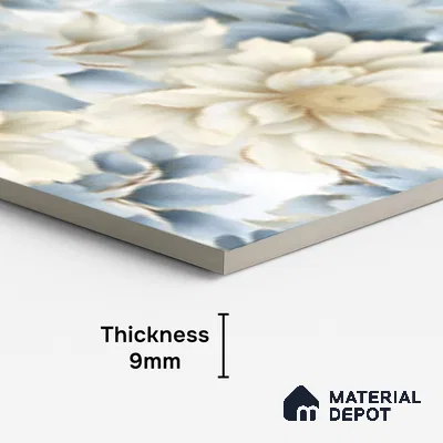 Floral Wall Tile TL 08981 | Glossy Finish 4 ft x 2 ft Vitrified Tile - 9 mm | Suitable For Kitchen, Bathroom, Bedroom & Office