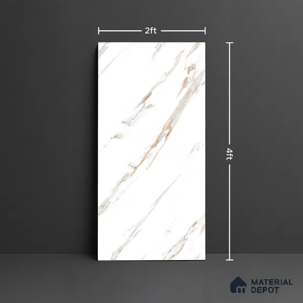 Marble Look Wall & Floor Tile TL 08937 | Glossy Finish 4 ft x 2 ft Vitrified Tile - 9 mm | Suitable For Kitchen, Bathroom, Bedroom & Office