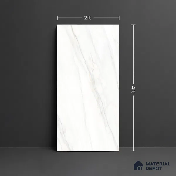Marble Look Wall & Floor Tile TL 08930 | Glossy Finish 4 ft x 2 ft Vitrified Tile - 9 mm | Suitable For Kitchen, Bathroom, Bedroom & Office
