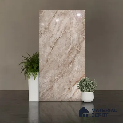 Marble Look Wall & Floor Tile TL 08947 | Glossy Finish 4 ft x 2 ft Vitrified Tile - 9 mm | Suitable For Kitchen, Bathroom, Bedroom & Office