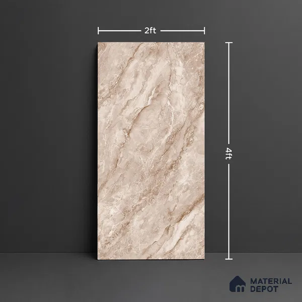 Marble Look Wall & Floor Tile TL 08947 | Glossy Finish 4 ft x 2 ft Vitrified Tile - 9 mm | Suitable For Kitchen, Bathroom, Bedroom & Office