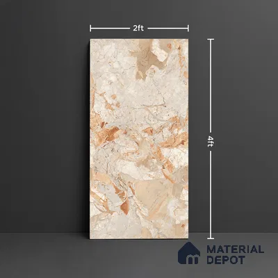 Marble Look Wall & Floor Tile TL 08935 | Glossy Finish 4 ft x 2 ft Vitrified Tile - 9 mm | Suitable For Kitchen, Bathroom, Bedroom & Office