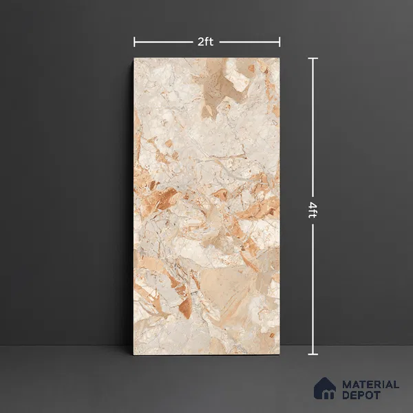 Marble Look Wall & Floor Tile TL 08935 | Glossy Finish 4 ft x 2 ft Vitrified Tile - 9 mm | Suitable For Kitchen, Bathroom, Bedroom & Office