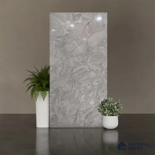 Marble Look Wall & Floor Tile TL 08934 | Glossy Finish 4 ft x 2 ft Vitrified Tile - 9 mm | Suitable For Kitchen, Bathroom, Bedroom & Office