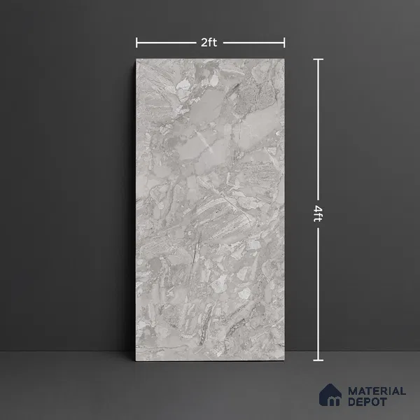 Marble Look Wall & Floor Tile TL 08934 | Glossy Finish 4 ft x 2 ft Vitrified Tile - 9 mm | Suitable For Kitchen, Bathroom, Bedroom & Office