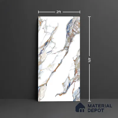 Marble Look Wall & Floor Tile TL 08978 | Glossy Finish 4 ft x 2 ft Vitrified Tile - 9 mm | Suitable For Kitchen, Bathroom, Bedroom & Office