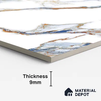 Marble Look Wall & Floor Tile TL 08978 | Glossy Finish 4 ft x 2 ft Vitrified Tile - 9 mm | Suitable For Kitchen, Bathroom, Bedroom & Office