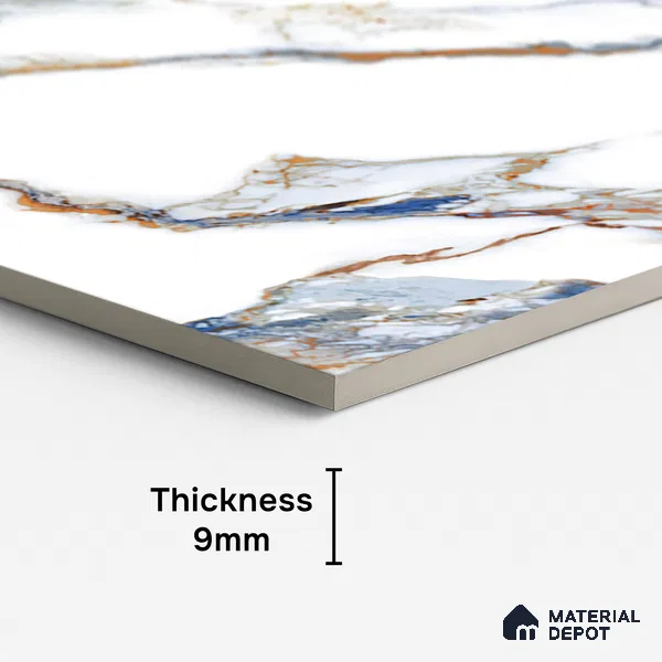 Marble Look Wall & Floor Tile TL 08978 | Glossy Finish 4 ft x 2 ft Vitrified Tile - 9 mm | Suitable For Kitchen, Bathroom, Bedroom & Office