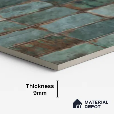 Faux Subway Look Wall & Floor Tile TL 08989 | Glossy Finish 4 ft x 2 ft Vitrified Tile - 9 mm | Suitable For Kitchen, Bathroom & Dining Area