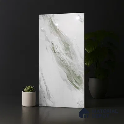 Marble Look Wall & Floor Tile TL 08940 | Glossy Finish 4 ft x 2 ft Vitrified Tile - 9 mm | Suitable For Kitchen, Bathroom, Bedroom & Office