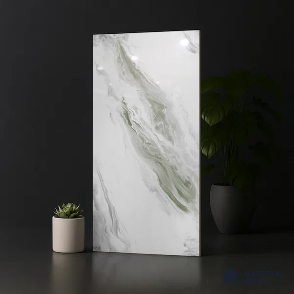 Marble Look Wall & Floor Tile TL 08940 | Glossy Finish 4 ft x 2 ft Vitrified Tile - 9 mm | Suitable For Kitchen, Bathroom, Bedroom & Office