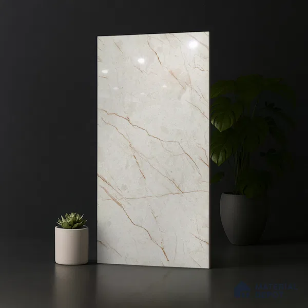 Marble Floor & Wall TL 12560 Frido Crema 4 ft x 2 ft Glossy Finish Vitrified Tile - 9 mm