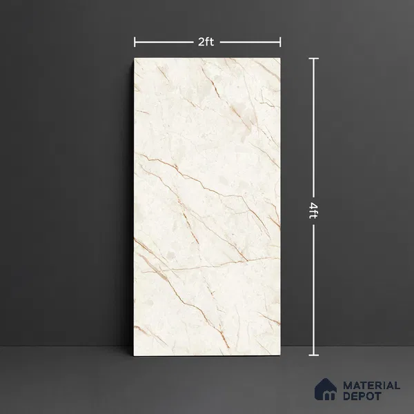 Marble Floor & Wall TL 12560 Frido Crema 4 ft x 2 ft Glossy Finish Vitrified Tile - 9 mm