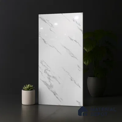 Marble Look Wall & Floor Tile TL 08938 | Glossy Finish 4 ft x 2 ft Vitrified Tile - 9 mm | Suitable For Kitchen, Bathroom, Bedroom & Office
