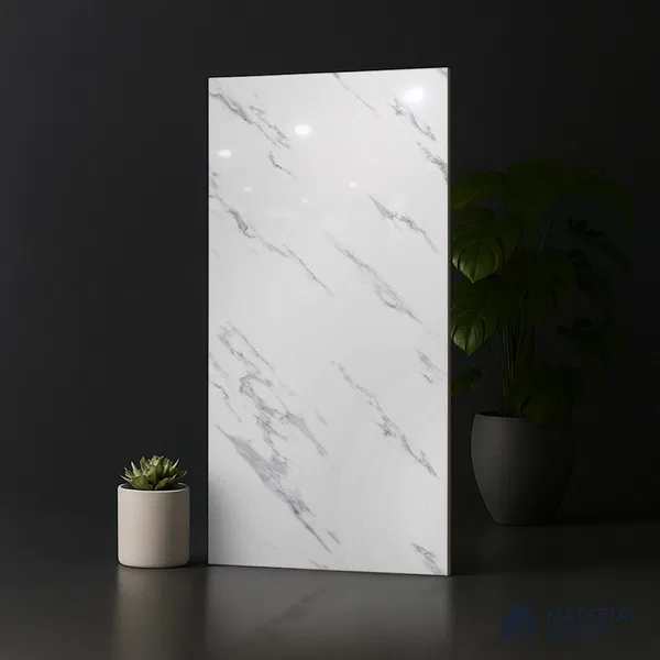 Marble Look Wall & Floor Tile TL 08938 | Glossy Finish 4 ft x 2 ft Vitrified Tile - 9 mm | Suitable For Kitchen, Bathroom, Bedroom & Office
