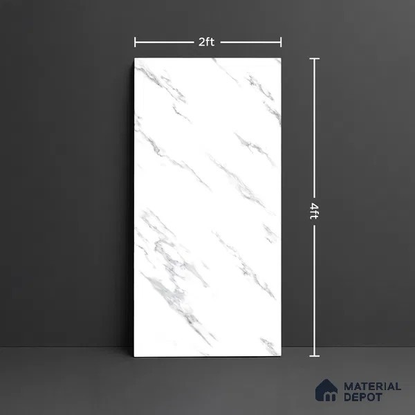 Marble Look Wall & Floor Tile TL 08938 | Glossy Finish 4 ft x 2 ft Vitrified Tile - 9 mm | Suitable For Kitchen, Bathroom, Bedroom & Office