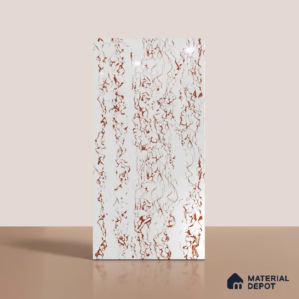 Marble Look Wall & Floor Tile TL 08932 | Glossy Finish 4 ft x 2 ft Vitrified Tile - 9 mm | Suitable For Kitchen, Bathroom, Bedroom & Office