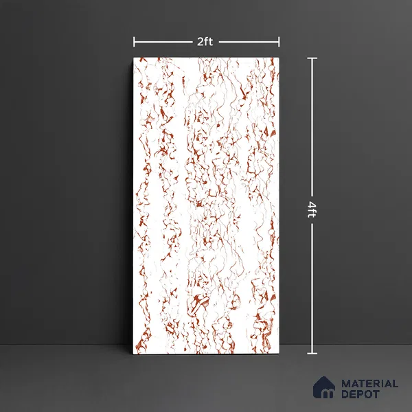 Marble Look Wall & Floor Tile TL 08932 | Glossy Finish 4 ft x 2 ft Vitrified Tile - 9 mm | Suitable For Kitchen, Bathroom, Bedroom & Office