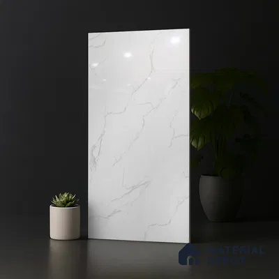 Marble Look Wall & Floor Tile TL 09031 | Glossy Finish 4 ft x 2 ft Vitrified Tile - 9 mm | Suitable For Kitchen, Bathroom, Bedroom & Office