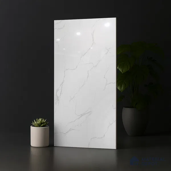 Marble Look Wall & Floor Tile TL 09031 | Glossy Finish 4 ft x 2 ft Vitrified Tile - 9 mm | Suitable For Kitchen, Bathroom, Bedroom & Office