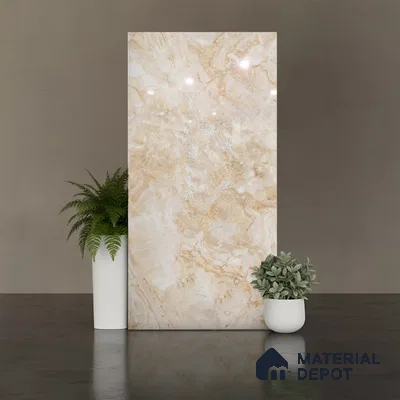 Marble Look Wall & Floor Tile TL 09034 | Glossy Finish 4 ft x 2 ft Vitrified Tile - 9 mm | Suitable For Kitchen, Bathroom, Bedroom & Office