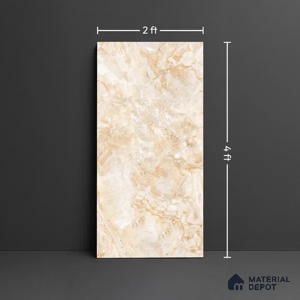 Marble Look Wall & Floor Tile TL 09034 | Glossy Finish 4 ft x 2 ft Vitrified Tile - 9 mm | Suitable For Kitchen, Bathroom, Bedroom & Office