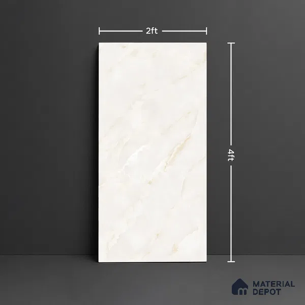 Marble Look Wall & Floor Tile TL 08944 | Glossy Finish 4 ft x 2 ft Vitrified Tile - 9 mm | Suitable For Kitchen, Bathroom, Bedroom & Office