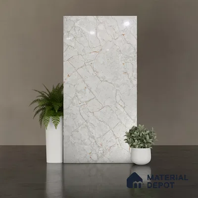 Marble Look Wall & Floor Tile TL 08948 | Glossy Finish 4 ft x 2 ft Vitrified Tile - 9 mm | Suitable For Kitchen, Bathroom, Bedroom & Office