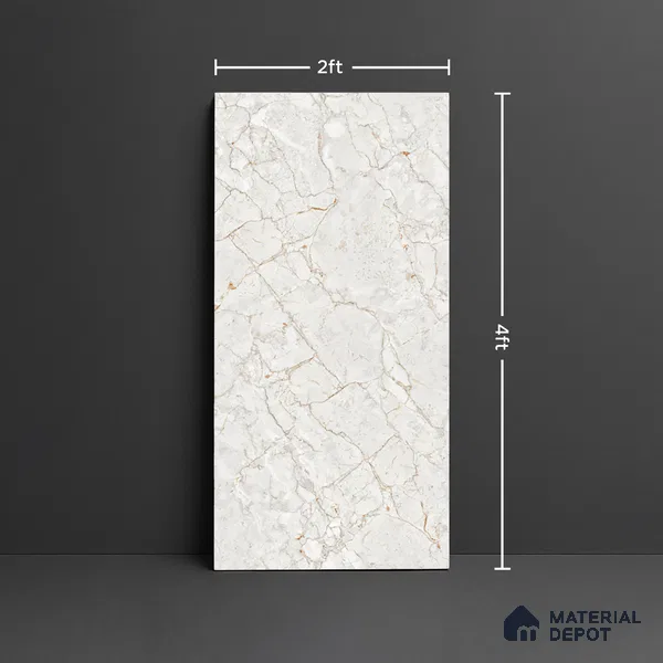 Marble Look Wall & Floor Tile TL 08948 | Glossy Finish 4 ft x 2 ft Vitrified Tile - 9 mm | Suitable For Kitchen, Bathroom, Bedroom & Office