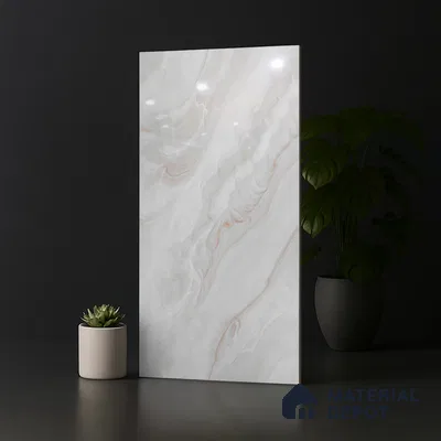 Marble Look Wall & Floor Tile TL 08946 | Glossy Finish 4 ft x 2 ft Vitrified Tile - 9 mm | Suitable For Kitchen, Bathroom, Bedroom & Office