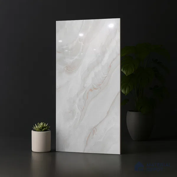Marble Look Wall & Floor Tile TL 08946 | Glossy Finish 4 ft x 2 ft Vitrified Tile - 9 mm | Suitable For Kitchen, Bathroom, Bedroom & Office
