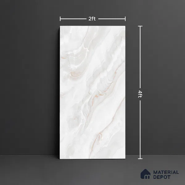 Marble Look Wall & Floor Tile TL 08946 | Glossy Finish 4 ft x 2 ft Vitrified Tile - 9 mm | Suitable For Kitchen, Bathroom, Bedroom & Office