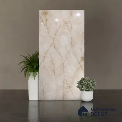 Marble Look Wall & Floor Tile TL 08956 | Glossy Finish 4 ft x 2 ft Vitrified Tile - 9 mm | Suitable For Kitchen, Bathroom, Bedroom & Office