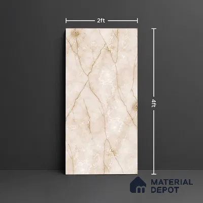 Marble Look Wall & Floor Tile TL 08956 | Glossy Finish 4 ft x 2 ft Vitrified Tile - 9 mm | Suitable For Kitchen, Bathroom, Bedroom & Office