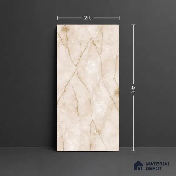 Marble Look Wall & Floor Tile TL 08956 | Glossy Finish 4 ft x 2 ft Vitrified Tile - 9 mm | Suitable For Kitchen, Bathroom, Bedroom & Office